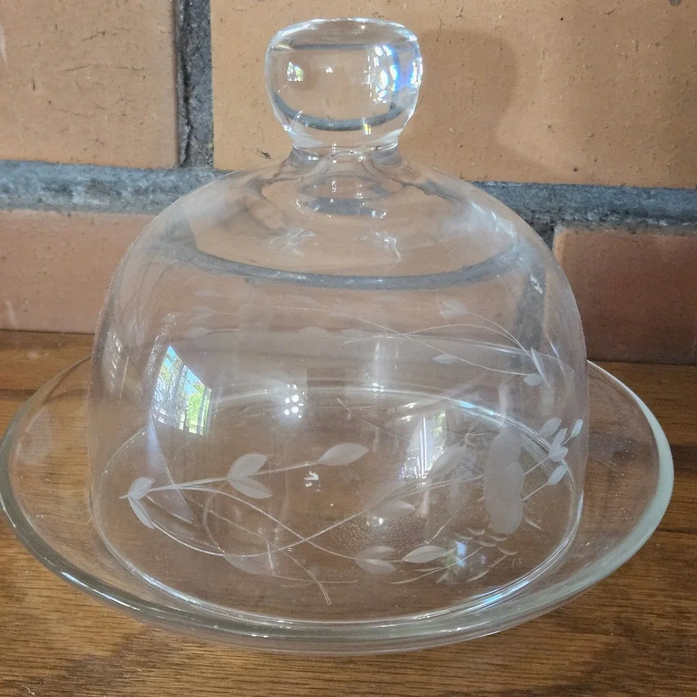 Vintage Princess House Heritage Butter Cheese Dome Etched Floral